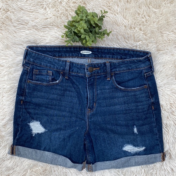 Old Navy Mid Rise Jean Shorts 💗 Dark Wash - Picture 3 of 13